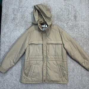 Fieldmaster Mens Jacket Large Tan Winter Coat Hooded Insulated Thinsulate Warm